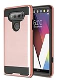 kaesar LGV20ALMTRPROSEGOLD Slim Fit, Shock Absorption, Impact Resistant Brushed Metal Texture Hybrid Dual Layer Protector Case Cover for LG V20 - Rose Gold