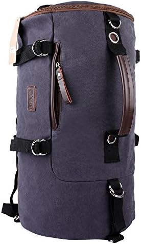 OXA Cylinder Canvas Backpack Computer Laptop Daypack Rucksack Gym Sports Hiking Travel School Satchel Book Shoulder Bag Duffel Bags Black