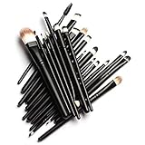 Unimeix 20 Pcs Pro Makeup Set Powder Foundation Eyeshadow Eyeliner Lip Cosmetic Brushes (Black)