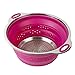 REKORI unp Collapsible Silicone Colander/Strainer/Steamer with Stainless Steel Base in Raspberry Fuchsia Pink Color - 3 Quart - by Finn Market