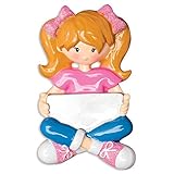 PERSONALIZED CHRISTMAS ORNAMENTS CHILD- GIRL WITH IPAD