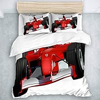 SUHOM Duvet Cover Set Formula Race Car with The Driver Automobile Motorized Sports Theme Strong Engine Decorative 3 Piece Bedding Set with 2 Pillow Shams Twin