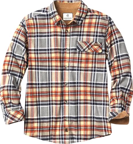 Legendary Whitetails Mens Long Sleeve Button Down 100% Cotton Flannel Shirt, Mo…