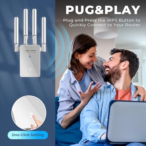 2026 Best WiFi Extender Signal Booster - 6X Faster Internet Extender WiFi Booster for Home, Long Range up to 15,588 Sq Ft, WiFi Repeater w/Ethernet Port, 1-Tap Setup, Compatible with Wireless Routers