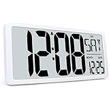 TXL Extra Large Digital Wall Clock with Backlight, 16.9" Oversize Battery Operated Alarm Clock with Day, Date & Temperature, 