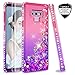 LeYi for Note 9 Glitter Case with 3D PET Screen Protector [2 Pack] for Girls Women, Bling Liquid Quicksand Clear TPU Protective Phone Case for Samsung Galaxy Note 9 Note9 ZX Pink/Purple