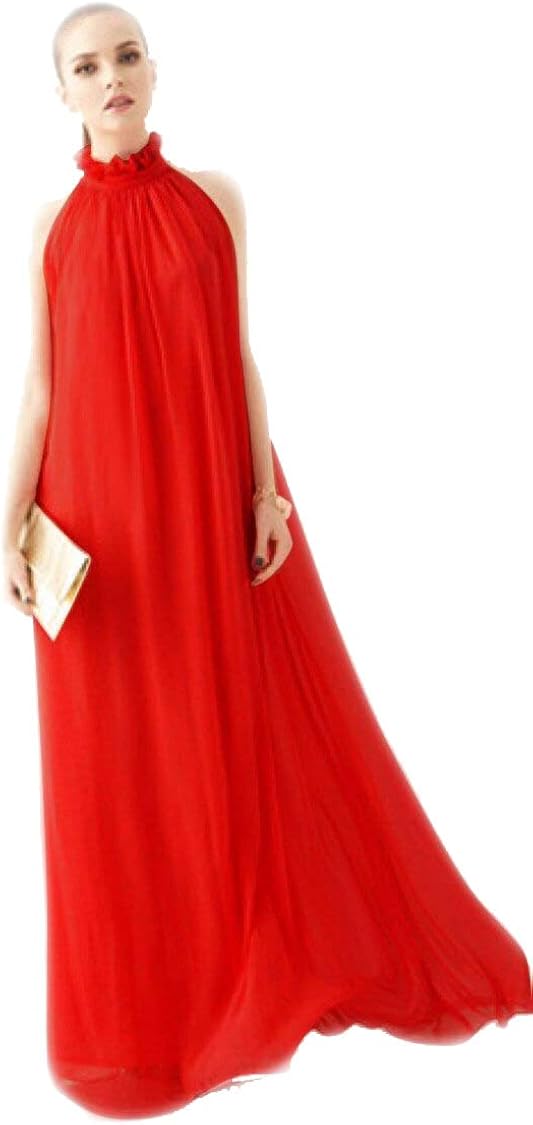 red chiffon maxi dress