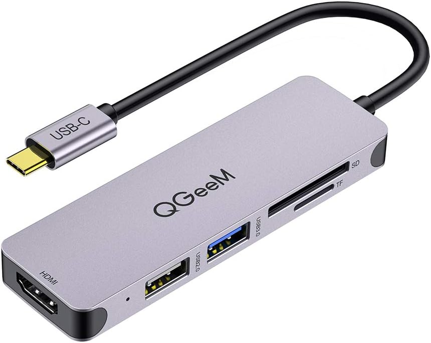 QGeeM USB C Hub, 5 in 1 USB C to HDMI Adapter, with 4K HDMI Output, USB 3.0, SD/TF Card Reader Compatible with MacBook Pro, iPad Pro, XPS, Surface Pro/Go More Type C (Thunderbolt 3) Devices: Computers & Accessories