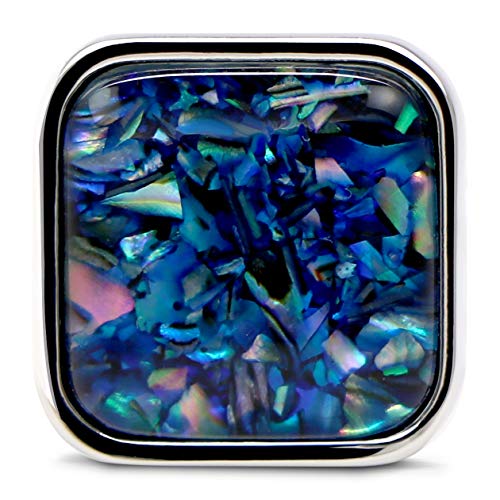 VIILOCK Fancy Nebula Mother of Pearl Square Cufflinks Deep Space Cuff Links Set (Deep Blue)