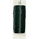 Green Floral Wire 1 Pack 38 Yards 22 Gauge Flexible Paddle Craft Wire for Wreath Making, Christmas Tree, Floral Arrangements 