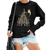 Eatbook Happiest Place On Earth Sweatshirts for Women Graphic Magic Castle Family Vacation Pullover Shirt Casual Tops