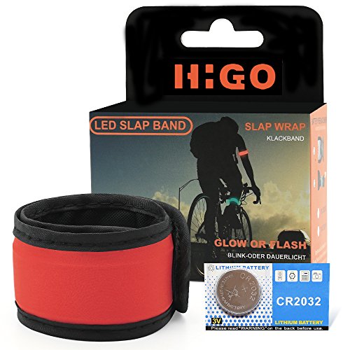 Higo LED Armband, Glow in The Dark Party Favor Led Slap Bracelets, Sports Safety Light Up Wristband for Running, Jogging, Cycling, or Walking(Red 35cm)