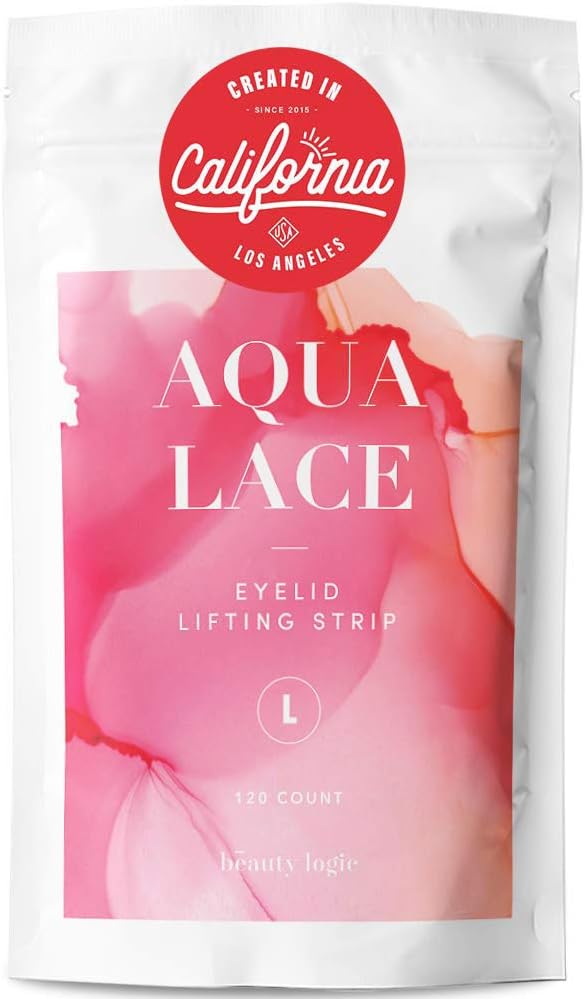 Beauty Logic USA Ultra Invisible Aqua Lace Eyelid Lift Kit 120pcs, Self Adhesive Blends Into Skin | No Glare Non Surgical Instant Eyelid Lifting For Hooded Droopy Uneven Mono-Eyelids Latex Free,Large