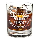 1978 40th Birthday Lowball Whiskey Glass for Men and Women - Vintage Aged To Perfection - Anniversary Gift Idea for Him, Her, Husband or Wife - 40 Year Old Presents for Mom, Dad - 11 oz Bourbon Scotch