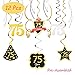75 Birthday Decoration Happy 75th Birthday Party Silver Black Gold Foil Hanging Swirl Streamers I'm Seventy-five Years Old Today Birthday Hat Gold Star Ornament Party Present Supplies