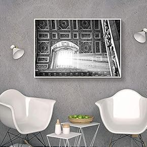 Floating Framed Canvas Wall Art for Living Room, Bedroom Black and White Building Canvas Prints for Home Decoration Ready to Hang - 16x24 inches