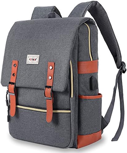 NOKEA Slim Travel Laptop Backpack With USB Charging Port, Anti Theft Business Water Resistant College School BookBag Computer Bag for Girls and Boys Fits 15.6 In Laptop, Macbook (Grey)