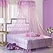 HOUSWEETY Princess Bed Canopy Netting Mosquito Net Round Lace Dome for Twin Full and Queen Size Beds Crib