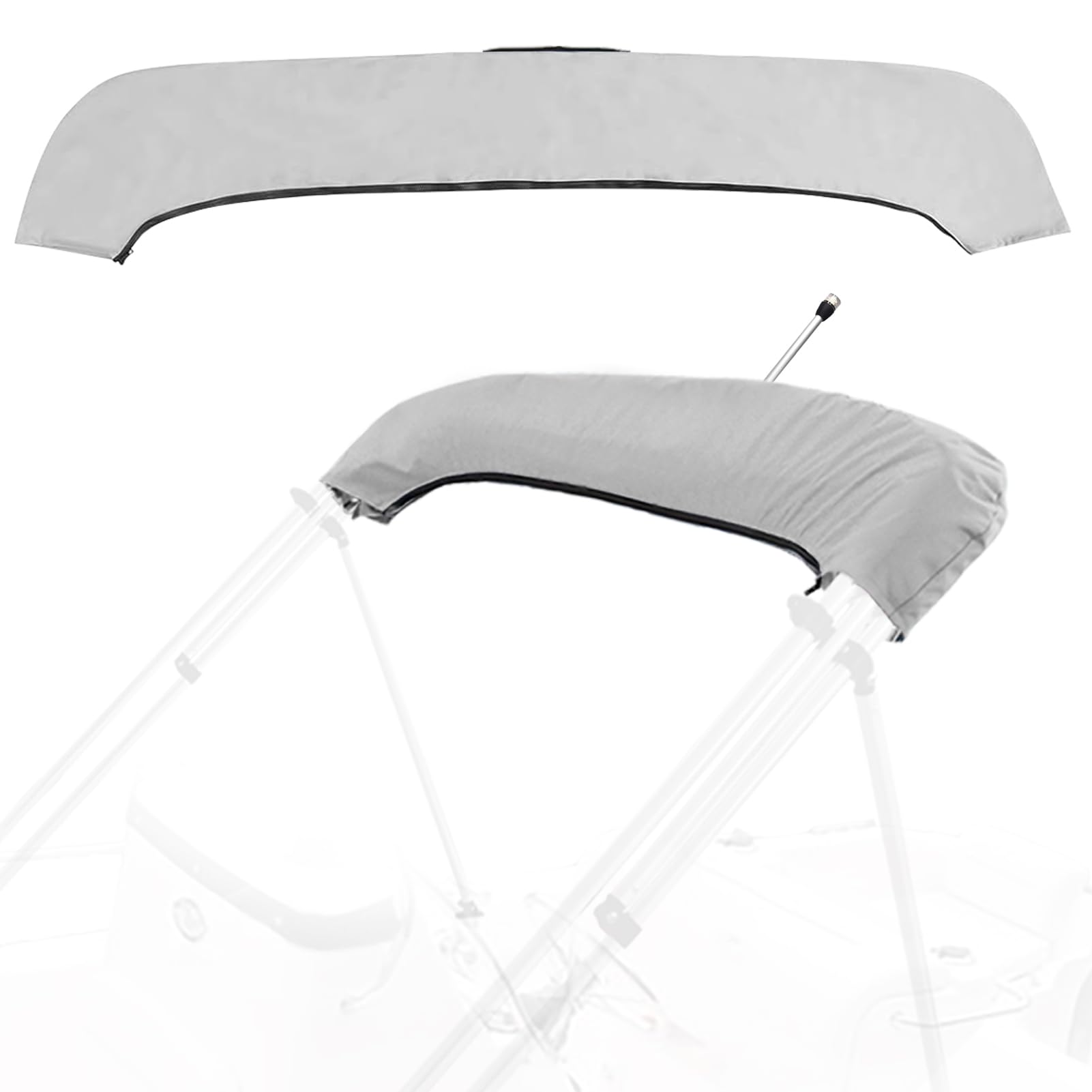 Photo 1 of 3Bow Bimini Top Storage Boot Cover with Light Hole Bimini Cover Boot Waterproof 900D Marine Grade Pontoon Bimini Top Replacement Boot,6'L 54"-60" W Grey