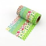 Floral natural dot washi tape,Set of 6 rolls