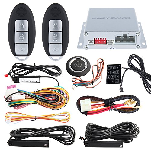 EASYGUARD EC002-NI smart key car alarm system remote engine start push button start touch password entry universal version Hopping Code FSK technology