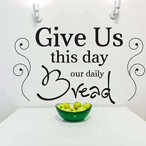 Divine Walls Give us This Day Our Daily Bread. Religious Wall Quotes Arts Sayings Vinyl Decals (29in widex 17in Tall, Black)