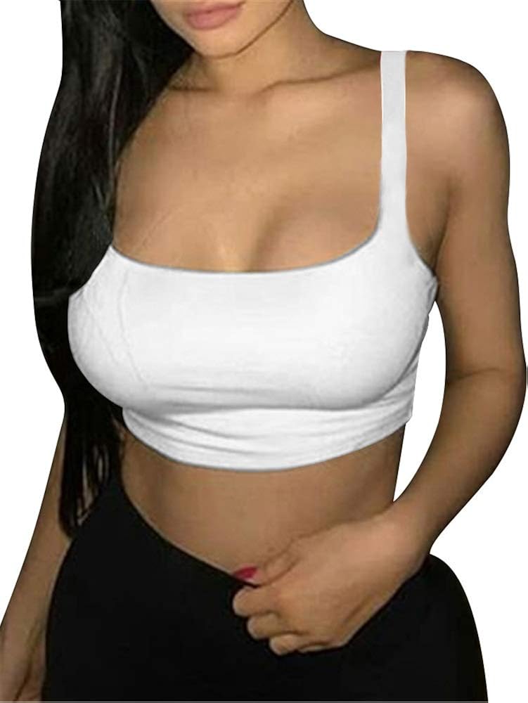 GOBLES Women's Sexy Summer Basic Solid Sleeveless Stretch Crop Tank Top at  Women’s Clothing store