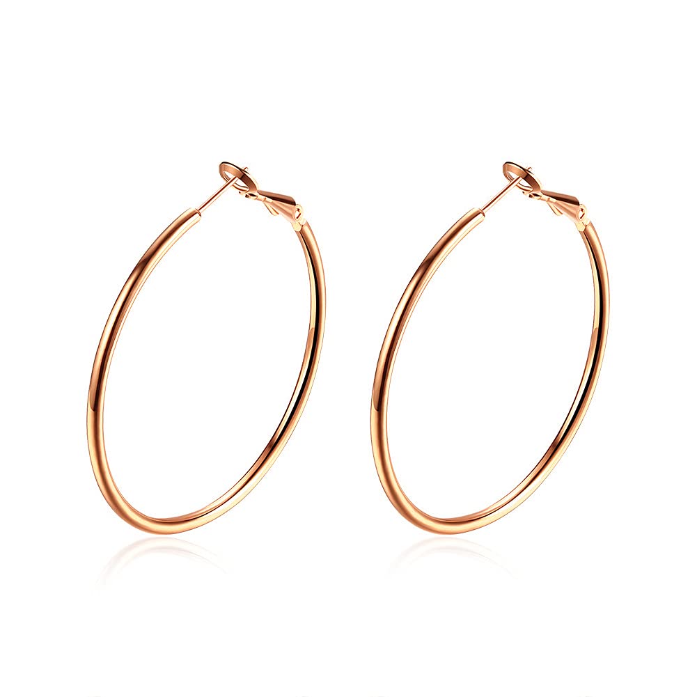 PEARLOVE Huge Gold Hoop Earrings, Large Hoop Earrings, Hypoallergenic Cute Minimalist Earrings for Women and Girls