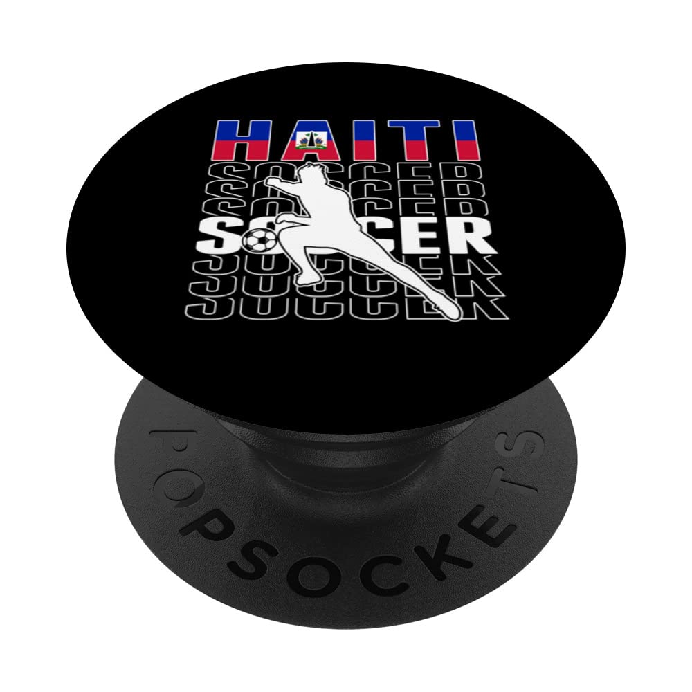 Haiti Soccer Fans Jersey Haitian Flag Proud Football Lovers PopSockets Swappable PopGrip