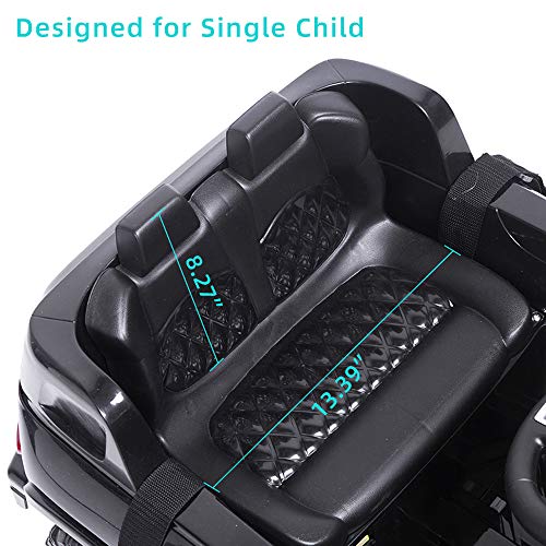 VALUE BOX Electric Remote Control Truck, Kids Toddler Ride On Cars 6V Battery Motorized Vehicles Children's Best Toy Car Safe with 3 Speeds, Music, seat Belts, LED Lights and Realistic Horns (Black) - Thumbnail 5