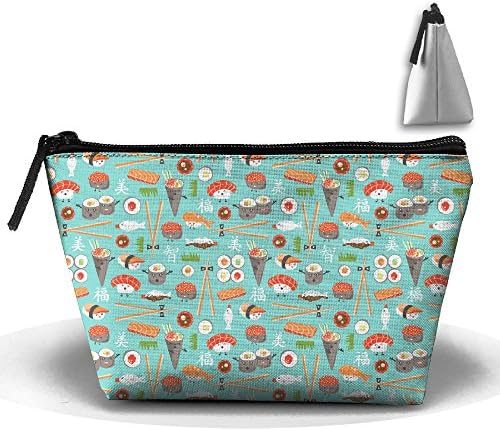 Happy Sushi Japanese Cute Food Chopsticks Rice Cosmetic Bags Travel Pouch Storage Bag