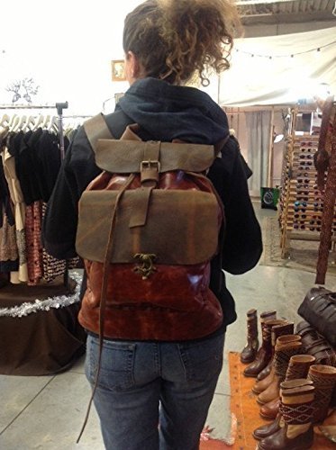 Backpack Bag,Leather Backpack/Weekend Flight Backpacks/Handmade Leather Backpack/Vintage cognac Backpack - Thumbnail 4