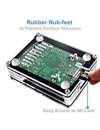 Miuzei Case for Raspberry Pi 4 with Fan Cooling and 4× Heat-Sinks, 5V 3A USB-C Power Supply with On Off Switch Cable for Raspberry Pi 4 Model B