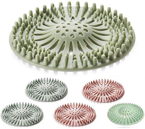 Soraka Shower Drain Covers Hair Catcher Hair Stopper for Bathroom and Kitchen, Rubber Sink Strainer Silicone Filter Home Drain Cover(5Pack)