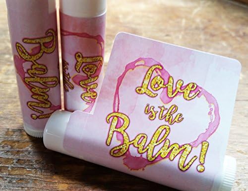 12 Love is the Balm Lip Balm Favors - Bridal Shower Favors - Wedding Favors - Pink and Gold Favors - Love is the Balm