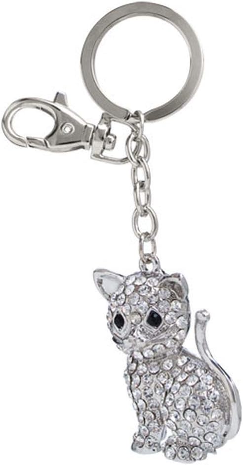 Ten KEYCHAIN KITTEN WITH CRYSTALS cod.EL7393 cm 12x4x2h by Varotto & Co, Grey