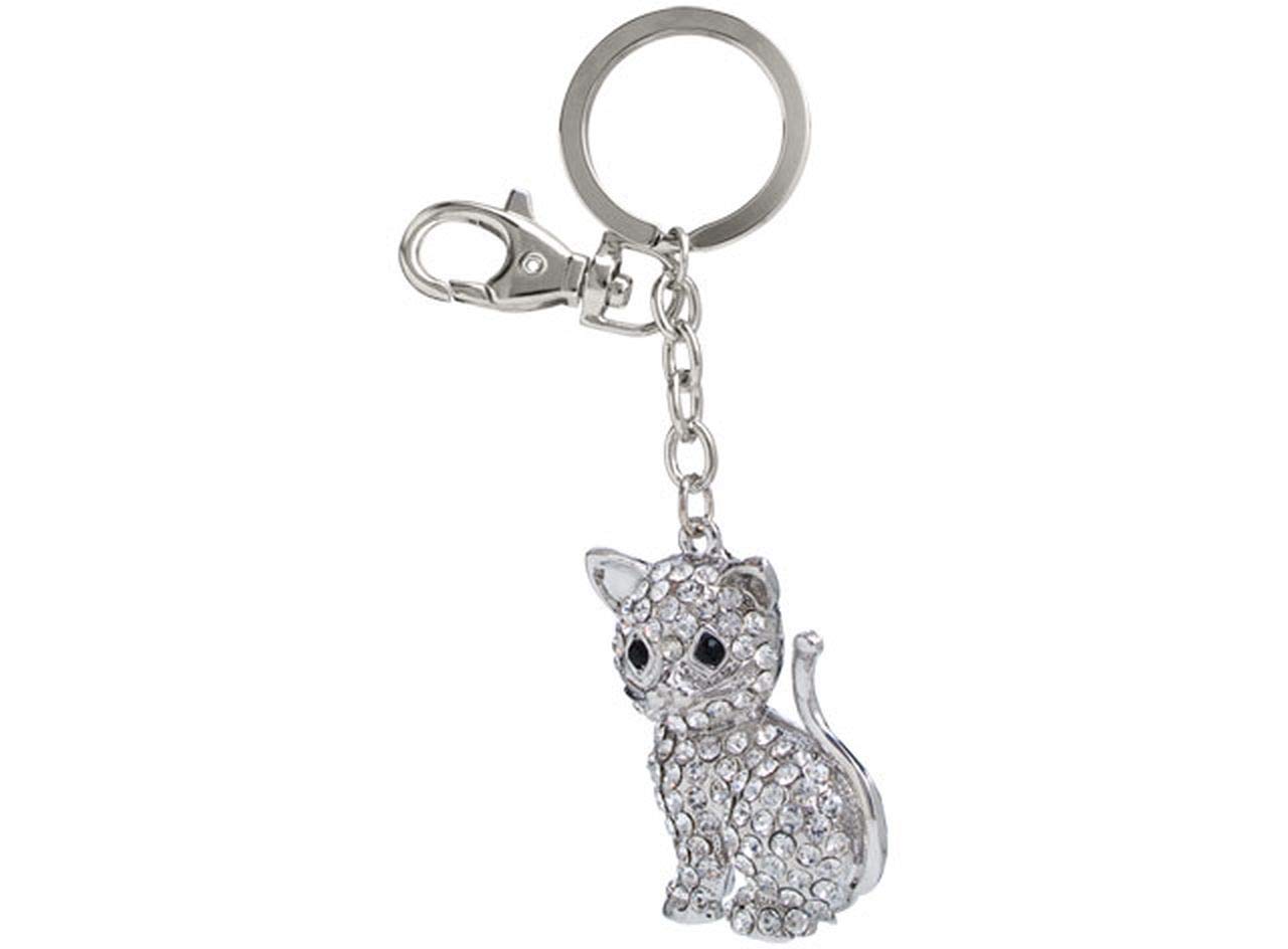 Ten KEYCHAIN KITTEN WITH CRYSTALS cod.EL7393 cm 12x4x2h by Varotto & Co.
