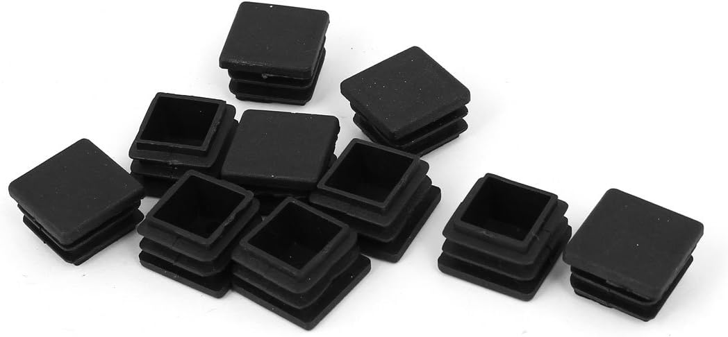 Sourcingmap 20mm x 20mm Plastic Square Shaped Blanking End Cap Tube Insert Black 10pcs