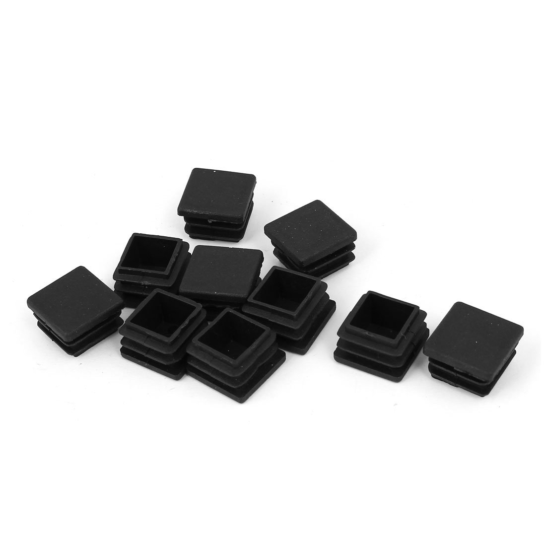 Sourcingmap 20mm x 20mm Plastic Square Shaped Blanking End Cap Tube Insert Black 10pcs