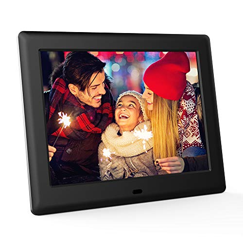 DBPOWER HD Digital Photo Frame IPS LCD Screen with Auto-Rotate/Calendar/Clock Function & Remote Control (8 inch)