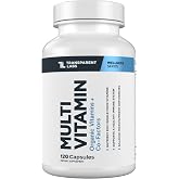 Transparent Labs Daily Multivitamin for Women and Men - 120 Capsules | Whole-Food-Based Multivitamin for Men, Vegan, Clean, Organic Vitamin Supplement w Lutein, Biotin, Folate &amp; Magnesium