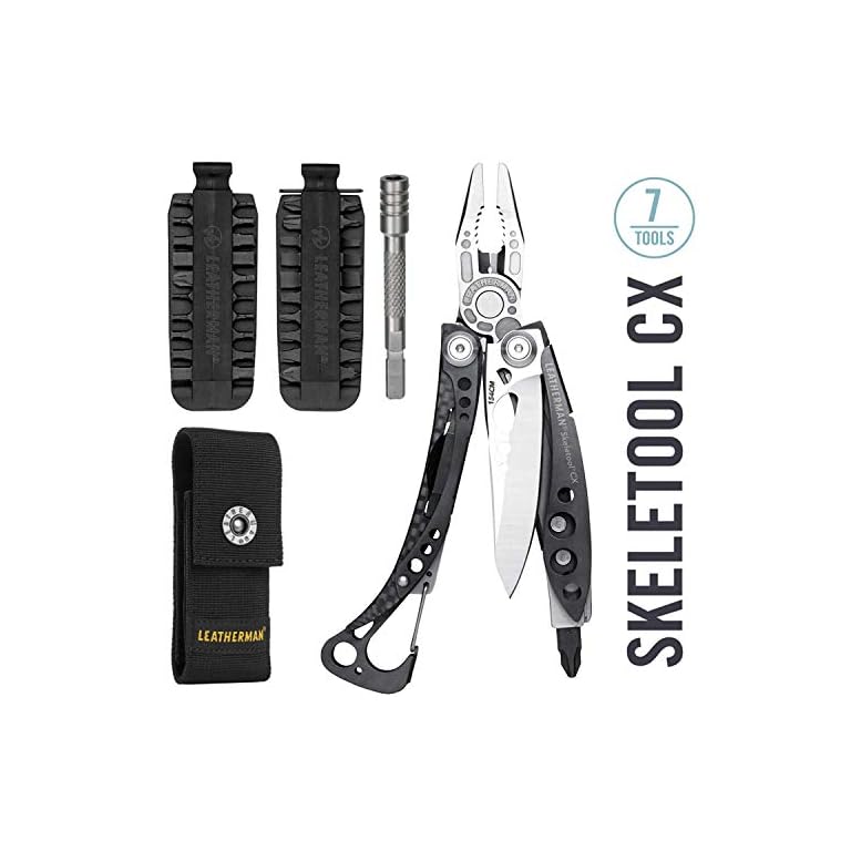 LEATHERMAN Skeletool CX MultiTool, Stainless Steel with Nylon Sheath