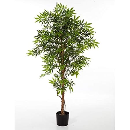 artplants Set 'Kunstbaum Japanischer Ahorn + Gratis UV Schutz Spray' - Künstlicher Ahorn Aiko, Echtstamm, grün, 210 cm
