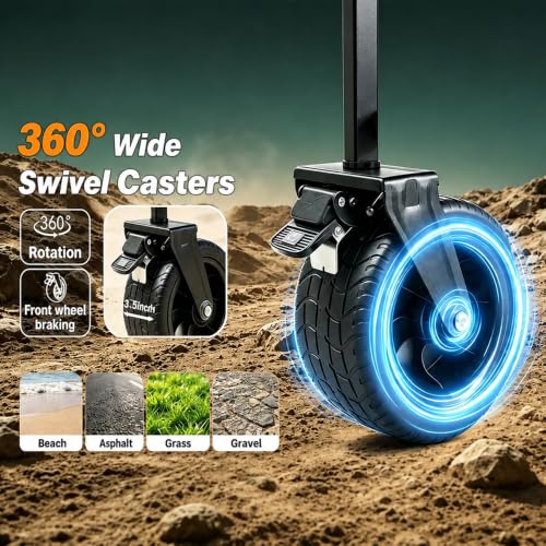 Tule Tuowu 500lbs Large Capacity Collapsible Festival Trolley on Wheels | Heavy Duty Wagon with All-Terrain Wheels,Brakes & Automatic Rebound Handle for Camping,Outdoor,Garden,Shopping
