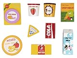 Blue Panda Play Food - 9-Pack Kids Toy Food, Kitchen Pretend Play Wooden Toy Set Toddlers, Grocery Store Food Items