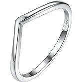 Silvora 925 Sterling Silver Band Ring Wishbone Ring Full Cubic Zirconia Simple Ring for Women