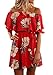 Pxmoda Women's Off Shoulder Floral Print Beach Dress Ruffle Mini Dress