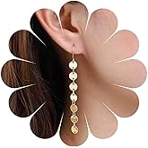 Iaceble Boho Long Disc Drop Earrings Gold Disc Tassel Earrings Tiny Disc Chain Earrings Minimalist Small Coin Dangle Earrings Jewelry for Women
