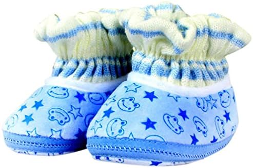 Foxy Fane Cute Soft Sole Baby Bootie Slip On Shoes [0-6 Months - Blue]