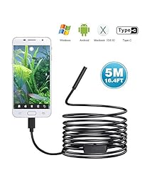 Endoscopio USB, 1200P HD cámara de inspección semirrígida del borescopio, 16,5 FT 2,0 Megapíxeles CMOS cámara de serpiente impermeable con 6 LED ajustables